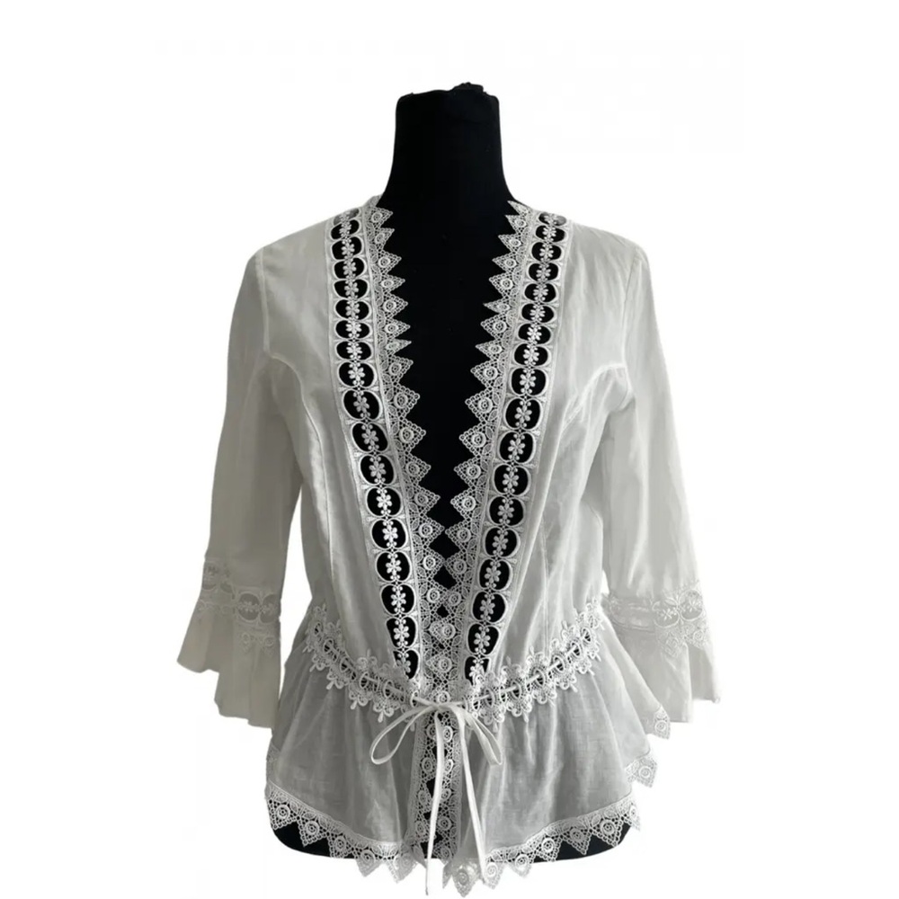 Charo Ruiz White Embroidered Blouse